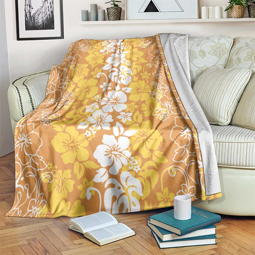 Hawaiian Lei Day Blanket Gold Hibiscus Flowers Lei Art LT9 Gold - Polynesian Pride