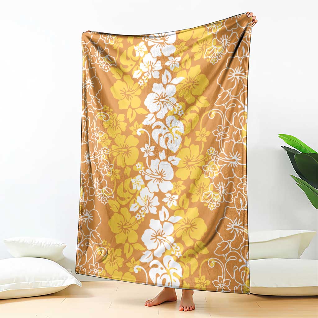 Hawaiian Lei Day Blanket Gold Hibiscus Flowers Lei Art LT9 - Polynesian Pride