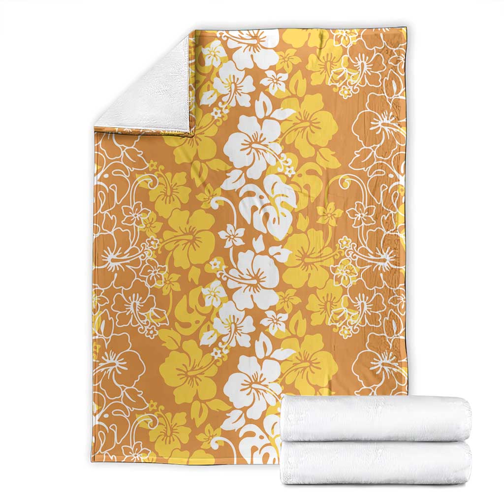 Hawaiian Lei Day Blanket Gold Hibiscus Flowers Lei Art LT9 - Polynesian Pride
