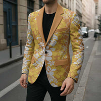 Hawaiian Lei Day Blazer Gold Hibiscus Flowers Lei Art - Polynesian Pride