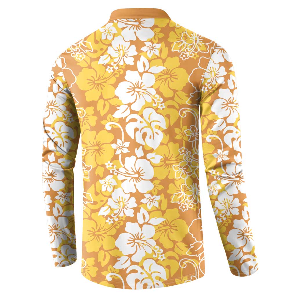 Hawaiian Lei Day Button Sweatshirt Gold Hibiscus Flowers Lei Art LT9 - Polynesian Pride
