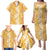 Hawaiian Lei Day Family Matching Puletasi and Hawaiian Shirt Gold Hibiscus Flowers Lei Art