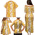 Hawaiian Lei Day Family Matching Puletasi and Hawaiian Shirt Gold Hibiscus Flowers Lei Art