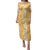 Hawaiian Lei Day Family Matching Puletasi and Hawaiian Shirt Gold Hibiscus Flowers Lei Art