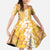 Hawaiian Lei Day Family Matching Summer Maxi Dress and Hawaiian Shirt Gold Hibiscus Flowers Lei Art