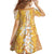Hawaiian Lei Day Family Matching Summer Maxi Dress and Hawaiian Shirt Gold Hibiscus Flowers Lei Art