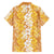 Hawaiian Lei Day Family Matching Summer Maxi Dress and Hawaiian Shirt Gold Hibiscus Flowers Lei Art