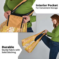 Hawaiian Lei Day Grocery Bag Gold Hibiscus Flowers Lei Art