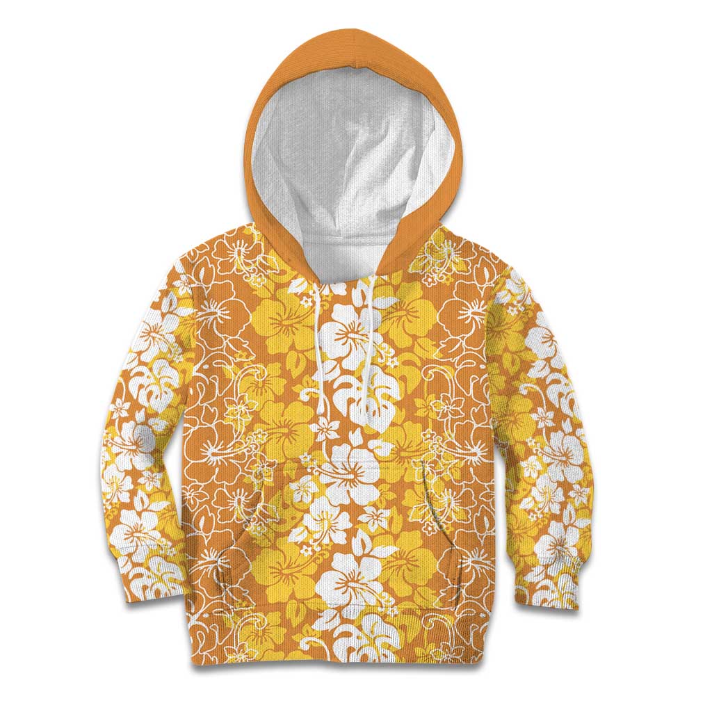 Hawaiian Lei Day Kid Hoodie Gold Hibiscus Flowers Lei Art