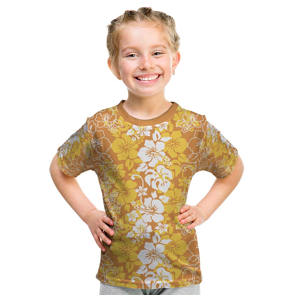 Hawaiian Lei Day Kid T Shirt Gold Hibiscus Flowers Lei Art