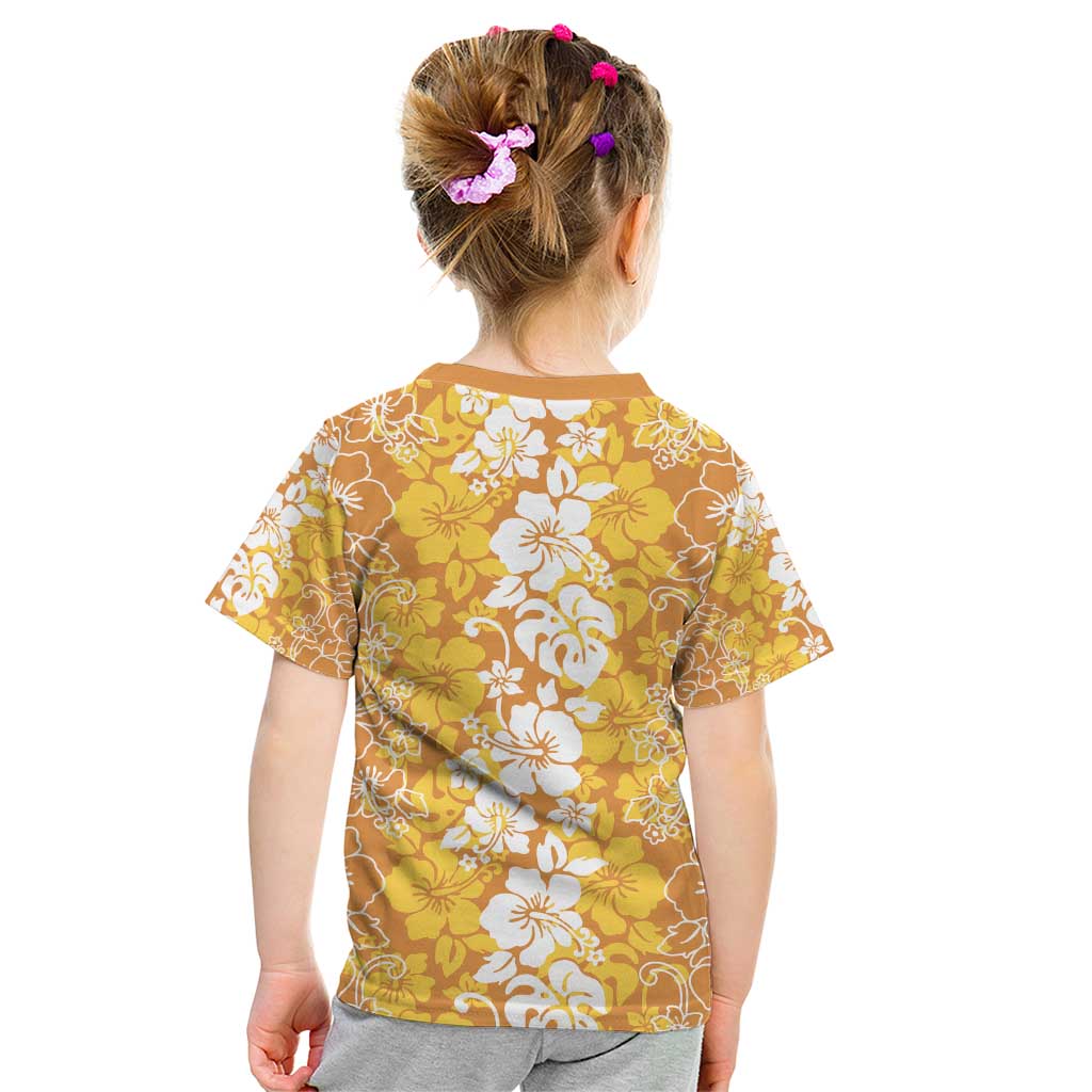 Hawaiian Lei Day Kid T Shirt Gold Hibiscus Flowers Lei Art LT9 - Polynesian Pride