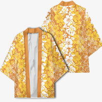 Hawaiian Lei Day Kimono Gold Hibiscus Flowers Lei Art - Polynesian Pride