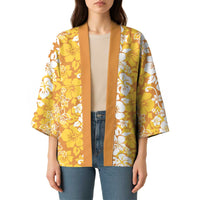 Hawaiian Lei Day Kimono Gold Hibiscus Flowers Lei Art - Polynesian Pride