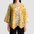Hawaiian Lei Day Kimono Sleeve Blouse Gold Hibiscus Flowers Lei Art - Polynesian Pride