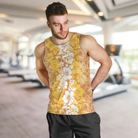 Hawaiian Lei Day Men Tank Top Gold Hibiscus Flowers Lei Art