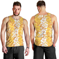 Hawaiian Lei Day Men Tank Top Gold Hibiscus Flowers Lei Art
