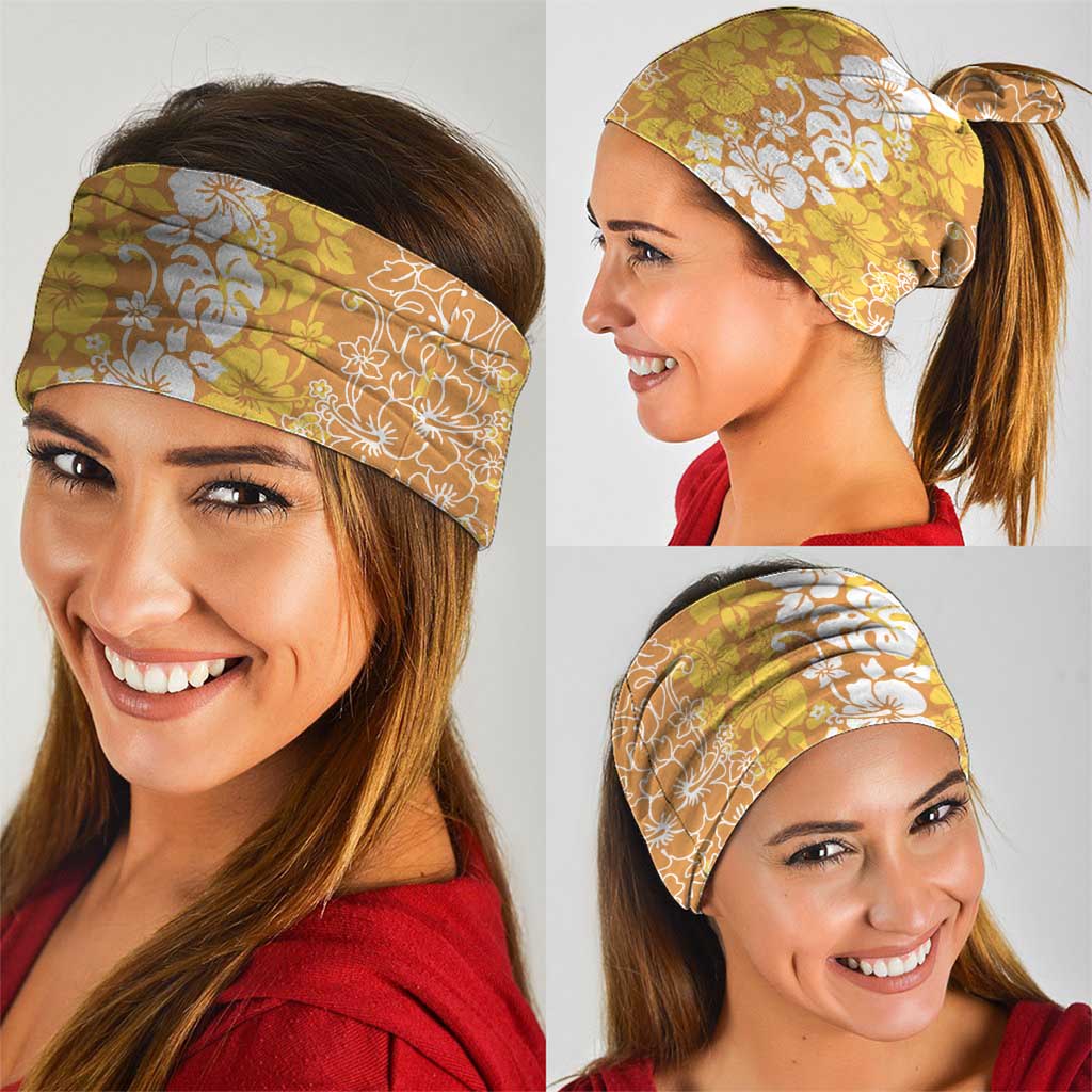 Hawaiian Lei Day Neck Gaiter Gold Hibiscus Flowers Lei Art - Polynesian Pride