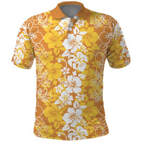 Hawaiian Lei Day Polo Shirt Gold Hibiscus Flowers Lei Art