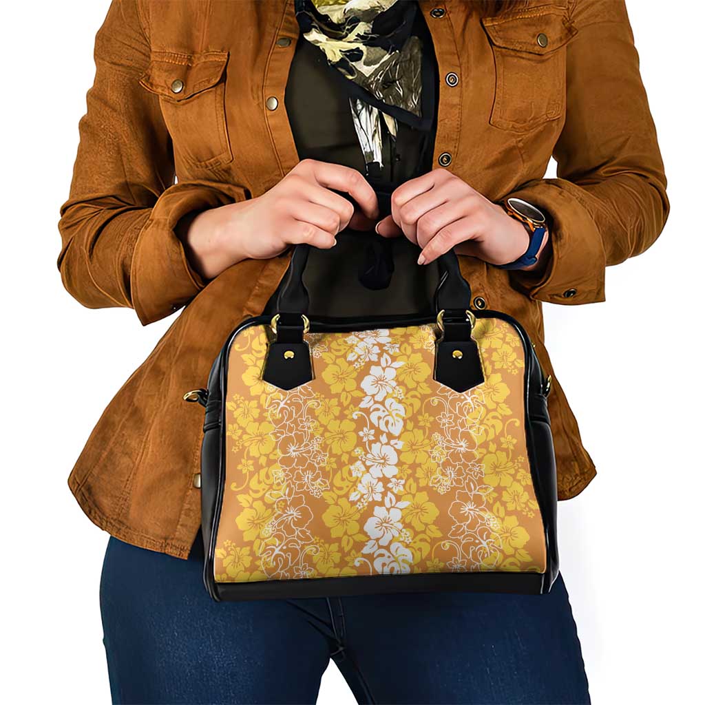 Hawaiian Lei Day Shoulder Handbag Gold Hibiscus Flowers Lei Art LT9 - Polynesian Pride