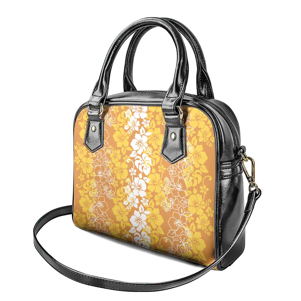 Hawaiian Lei Day Shoulder Handbag Gold Hibiscus Flowers Lei Art LT9 - Polynesian Pride