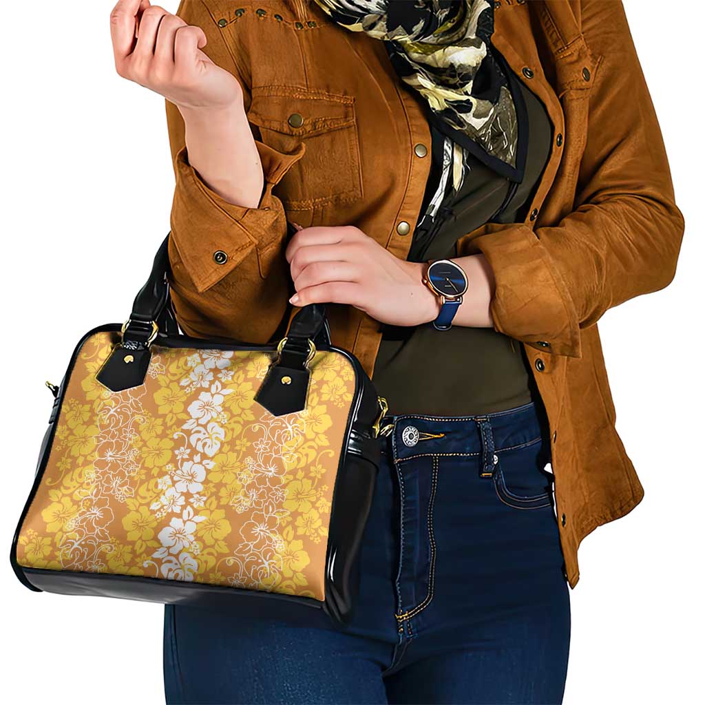 Hawaiian Lei Day Shoulder Handbag Gold Hibiscus Flowers Lei Art LT9 - Polynesian Pride