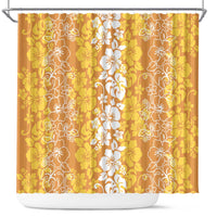 Hawaiian Lei Day Shower Curtain Gold Hibiscus Flowers Lei Art