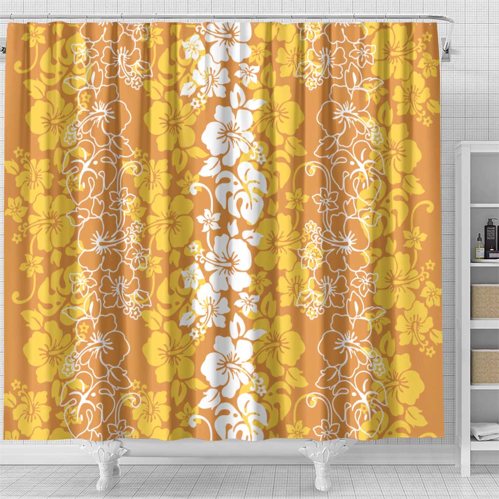 Hawaiian Lei Day Shower Curtain Gold Hibiscus Flowers Lei Art