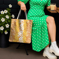 Hawaiian Lei Day Tote Bag Gold Hibiscus Flowers Lei Art - Polynesian Pride