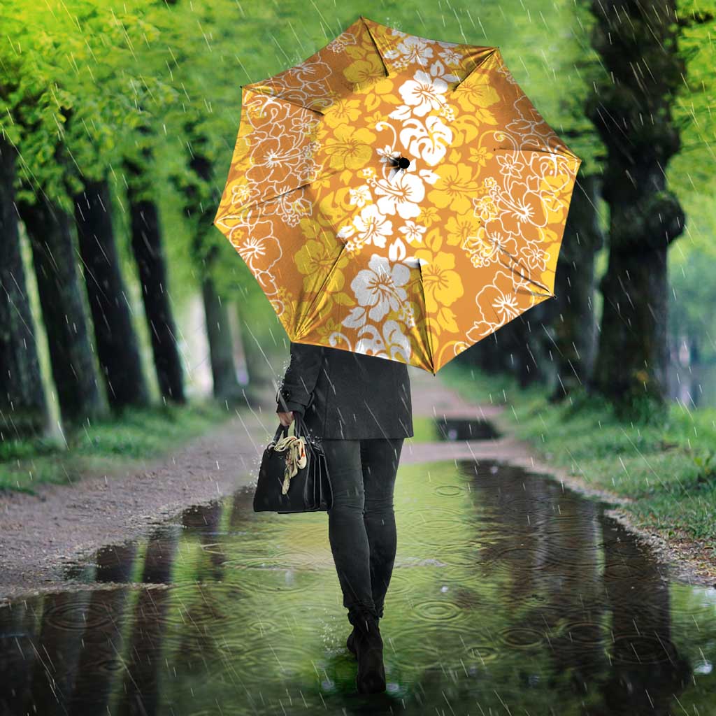 Hawaiian Lei Day Umbrella Gold Hibiscus Flowers Lei Art - Polynesian Pride