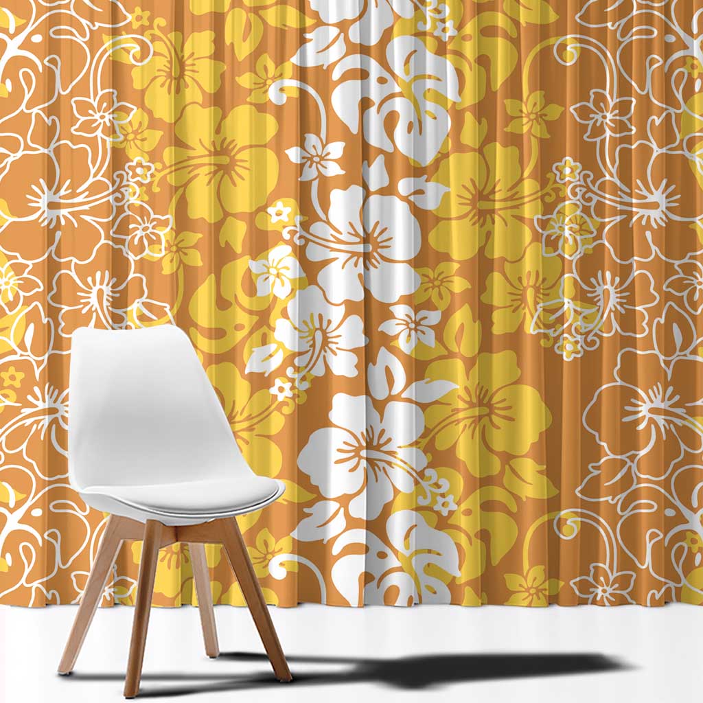 Hawaiian Lei Day Window Curtain Gold Hibiscus Flowers Lei Art LT9 - Polynesian Pride