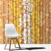 Hawaiian Lei Day Window Curtain Gold Hibiscus Flowers Lei Art LT9 - Polynesian Pride