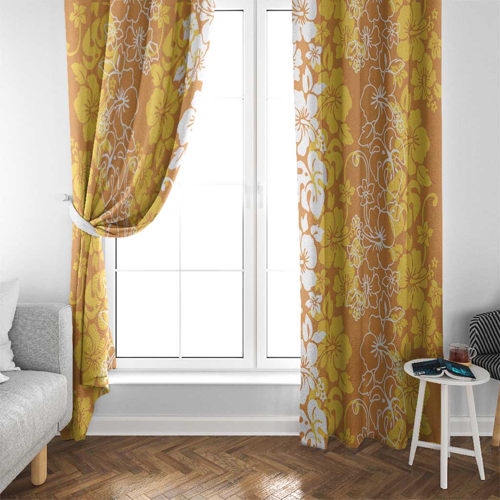 Hawaiian Lei Day Window Curtain Gold Hibiscus Flowers Lei Art LT9 - Polynesian Pride