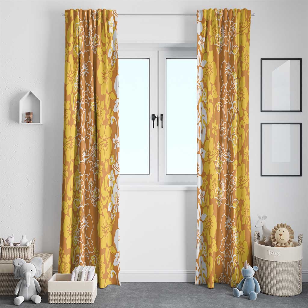 Hawaiian Lei Day Window Curtain Gold Hibiscus Flowers Lei Art LT9 - Polynesian Pride