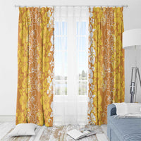 Hawaiian Lei Day Window Curtain Gold Hibiscus Flowers Lei Art LT9 - Polynesian Pride