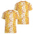 Hawaiian Lei Day Women V-Neck T-Shirt Gold Hibiscus Flowers Lei Art