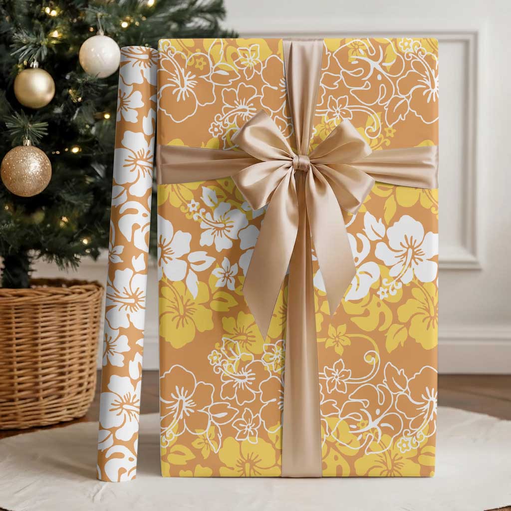 Hawaiian Lei Day Wrapping Paper Gold Hibiscus Flowers Lei Art - Polynesian Pride