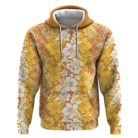 Hawaiian Lei Day Zip Hoodie Gold Hibiscus Flowers Lei Art