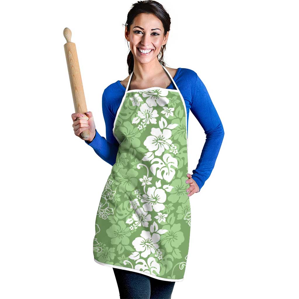 Hawaiian Lei Day Apron Green Hibiscus Flowers Lei Art - Polynesian Pride