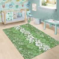 Hawaiian Lei Day Area Rug Green Hibiscus Flowers Lei Art