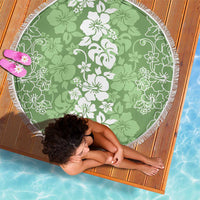 Hawaiian Lei Day Beach Blanket Green Hibiscus Flowers Lei Art LT9 - Polynesian Pride
