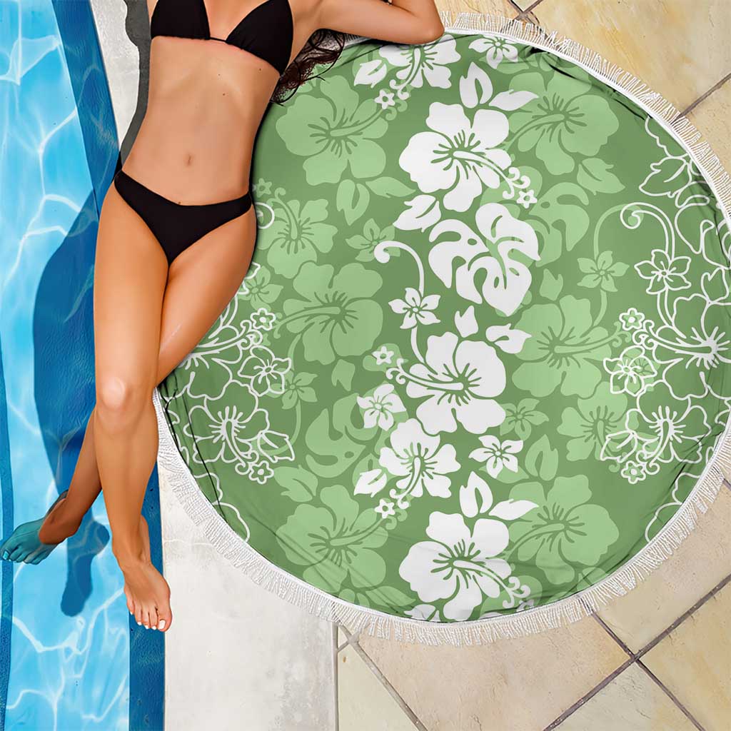 Hawaiian Lei Day Beach Blanket Green Hibiscus Flowers Lei Art LT9 - Polynesian Pride
