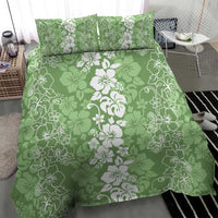 Hawaiian Lei Day Bedding Set Green Hibiscus Flowers Lei Art