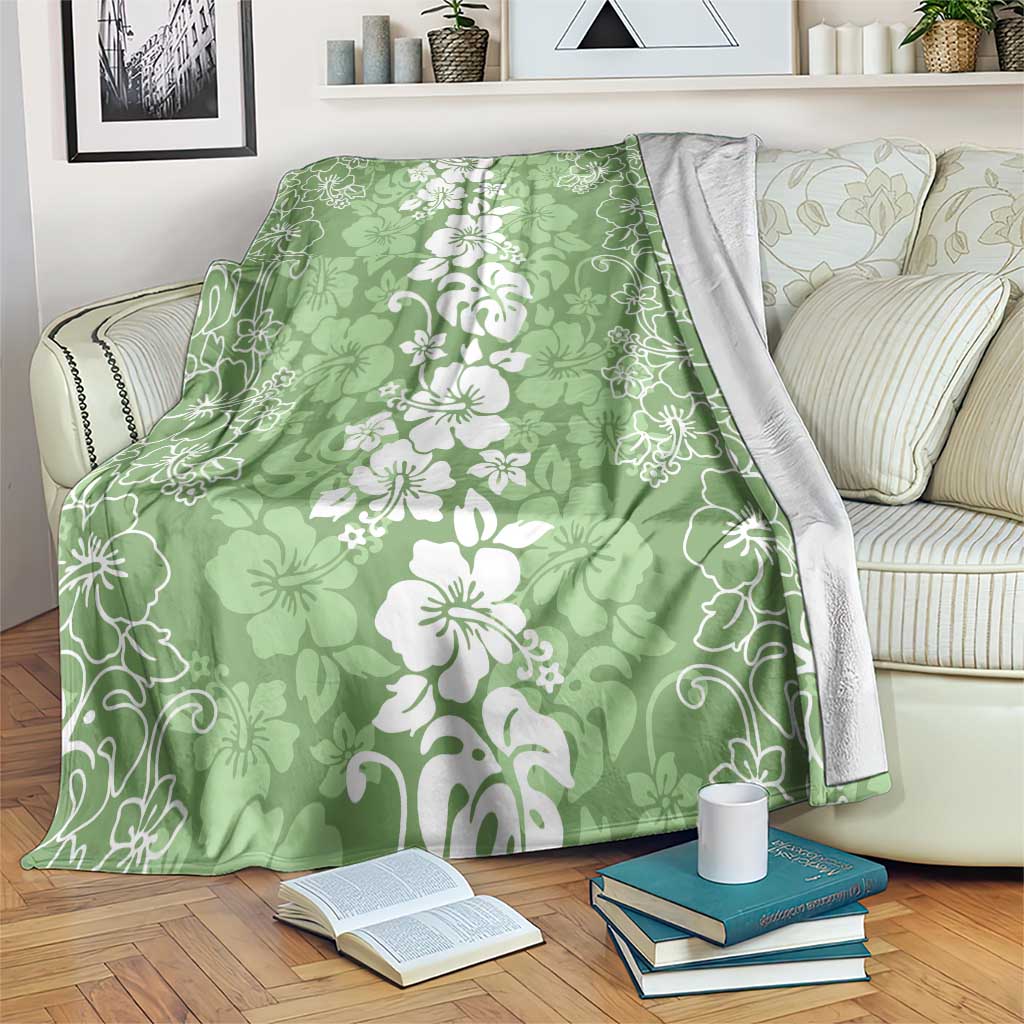 Hawaiian Lei Day Blanket Green Hibiscus Flowers Lei Art LT9 Green - Polynesian Pride