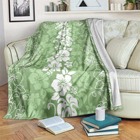Hawaiian Lei Day Blanket Green Hibiscus Flowers Lei Art LT9 Green - Polynesian Pride