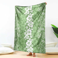Hawaiian Lei Day Blanket Green Hibiscus Flowers Lei Art LT9 - Polynesian Pride