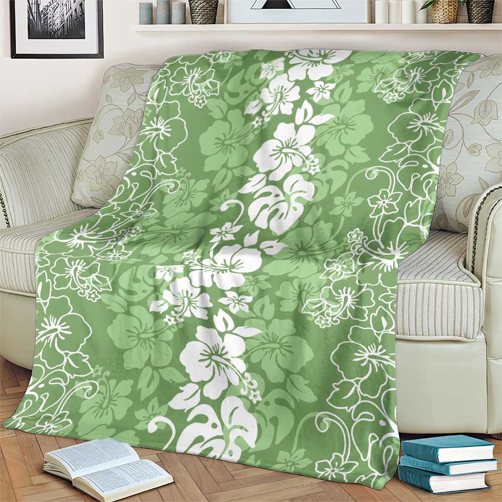 Hawaiian Lei Day Blanket Green Hibiscus Flowers Lei Art LT9 - Polynesian Pride