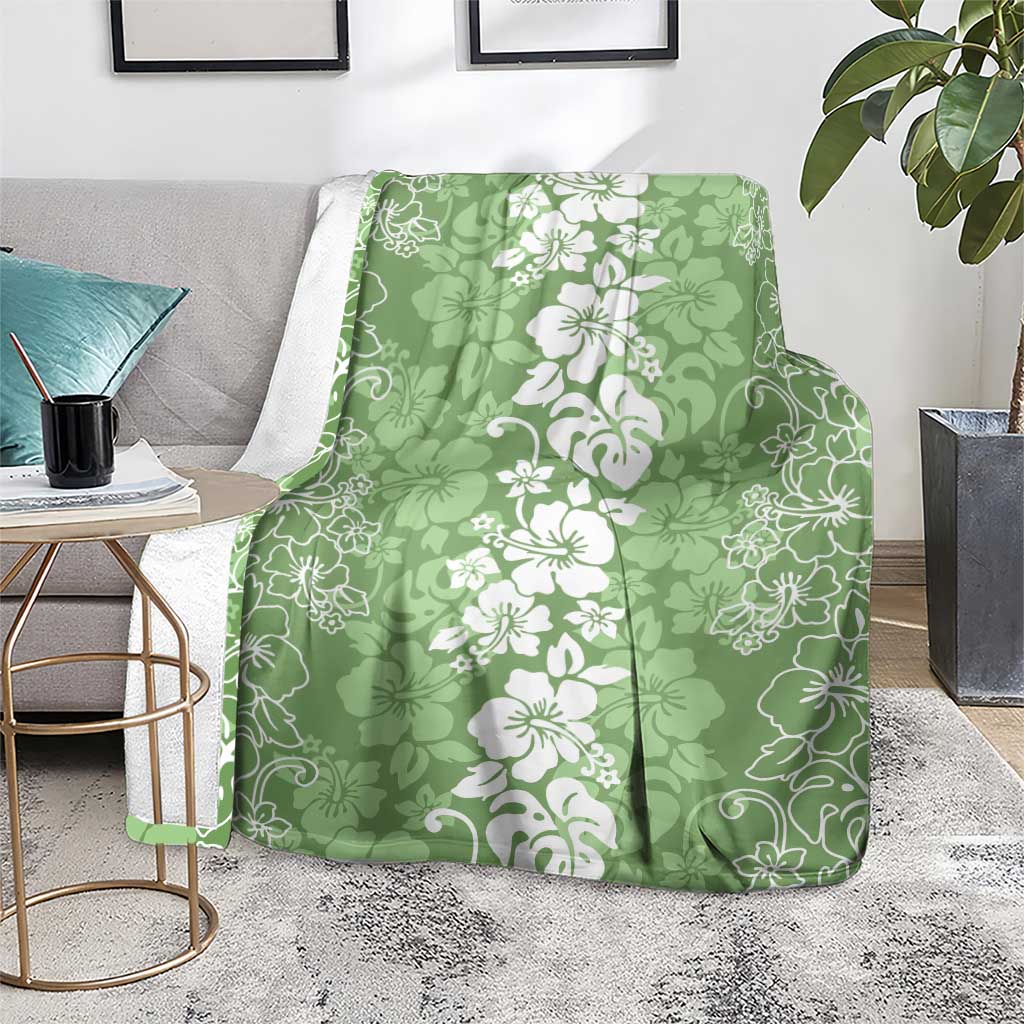 Hawaiian Lei Day Blanket Green Hibiscus Flowers Lei Art LT9 - Polynesian Pride