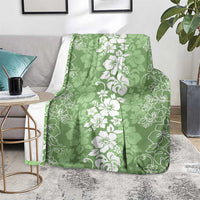 Hawaiian Lei Day Blanket Green Hibiscus Flowers Lei Art LT9 - Polynesian Pride