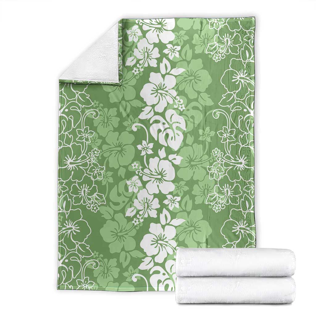 Hawaiian Lei Day Blanket Green Hibiscus Flowers Lei Art LT9 - Polynesian Pride