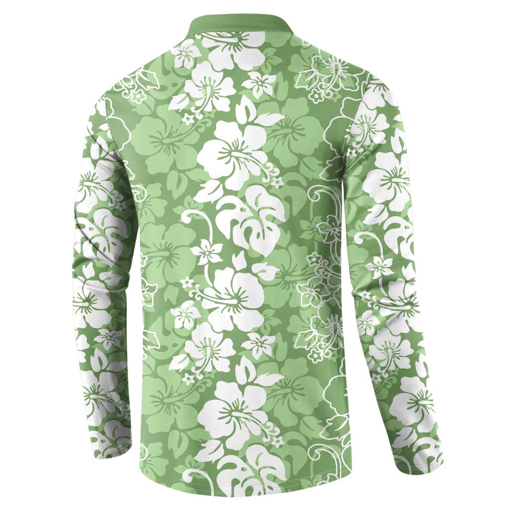 Hawaiian Lei Day Button Sweatshirt Green Hibiscus Flowers Lei Art LT9 - Polynesian Pride
